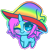 Size: 1280x1314 | Tagged: safe, artist:wickedsilly, imported from derpibooru, oc, oc only, oc:chroma wave, alicorn, bat pony, bat pony alicorn, pony, bat pony oc, blushing, chibi, cute, eyeshadow, femboy, hat, hecking cute, makeup, male, ocbetes, one eye closed, simple background, smiling, solo, transparent background, wingding eyes, wink