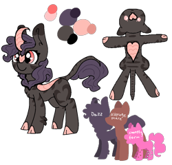 Size: 980x940 | Tagged: safe, artist:nootaz, imported from derpibooru, oc, oc only, oc:dazzling flash, changeling, hybrid, kirin, zebra, changeling oc, cloven hooves, disguise, disguised changeling, heart, kirin oc, purple changeling, reference sheet, simple background, stripes, transparent background, zebra kirin, zebra oc