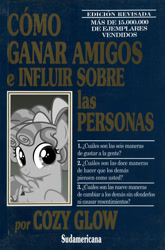 Size: 757x1150 | Tagged: safe, imported from derpibooru, cozy glow, pony, school raze, antagonist, dale carnegie, friendship is power, how to win friends and influence people, psycho, spanish, villainess