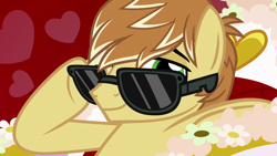 Size: 1280x720 | Tagged: safe, imported from derpibooru, screencap, feather bangs, earth pony, pony, hard to say anything, glasses, male, smiling, stallion, stupid sexy feather bangs