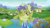 Size: 1280x720 | Tagged: safe, imported from derpibooru, screencap, sludge (dragon), spike, dragon, father knows beast, balcony, duo, flying, male, ponyville, sludge (g4), winged spike, wings