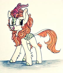 Size: 2995x3476 | Tagged: safe, artist:rozzertrask, artist:rozzyisdizzy, imported from derpibooru, autumn blaze, kirin, sounds of silence, cute, female, smiling, solo, traditional art