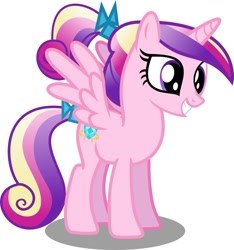 Size: 865x924 | Tagged: safe, imported from derpibooru, princess cadance, alicorn, pony, alternate hairstyle, bow, cute, cutedance, female, hair bow, mare, smiling, solo, tail bow, teen princess cadance, teenager, vector, younger
