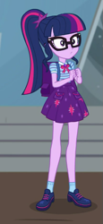 Size: 289x630 | Tagged: safe, imported from derpibooru, screencap, sci-twi, twilight sparkle, equestria girls, equestria girls series, star crossed, clothes, cropped, female, geode of telekinesis, glasses, ponytail, shoes, skirt, socks, solo