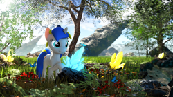 Size: 3840x2160 | Tagged: safe, artist:adorveya, imported from derpibooru, oc, oc only, oc:adorveya, pony, unicorn, 3d, crystal, female, flower, mare, solo