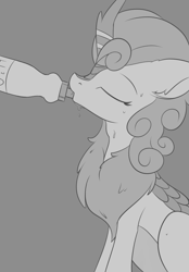 Size: 946x1356 | Tagged: safe, artist:dusthiel, imported from derpibooru, autumn blaze, kirin, sounds of silence, awwtumn blaze, bottle, cute, drink, drinking, eyes closed, female, misleading thumbnail, quadrupedal, solo, sweat