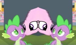 Size: 1080x639 | Tagged: safe, edit, edited screencap, imported from derpibooru, screencap, princess cadance, spike, totally legit recap, equestria games (episode), are you frustrated?, cadance is not amused, equestria games, meme, unamused, unitinu