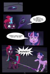 Size: 4750x7000 | Tagged: safe, alternate version, artist:chedx, imported from derpibooru, tempest shadow, twilight sparkle, alicorn, comic:the storm kingdom, my little pony: the movie, absurd resolution, alternate timeline, alternate universe, comic, fanfic art, general tempest shadow, twilight sparkle (alicorn)