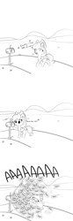 Size: 1280x3840 | Tagged: safe, artist:tjpones, imported from derpibooru, applejack, earth pony, pony, aaaaaaaaaa, black and white, comic, cute, dialogue, ear fluff, female, grayscale, howdy, humming, jackabetes, john denver, lyrics, mail, mailbox, mare, monochrome, onomatopoeia, open mouth, raised hoof, screaming, simple background, singing, solo, song reference, take me home country roads, text, white background