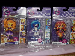 Size: 3264x2448 | Tagged: safe, imported from derpibooru, adagio dazzle, dj pon-3, sunset shimmer, vinyl scratch, equestria girls, doll, equestria girls minis, female, irl, photo, toy