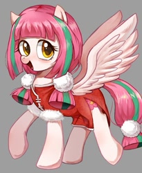 Size: 643x785 | Tagged: artist needed, safe, imported from derpibooru, oc, oc only, oc:小梅, pegasus, pony, china ponycon, clothes, cute, gray background, mascot, ocbetes, simple background, solo