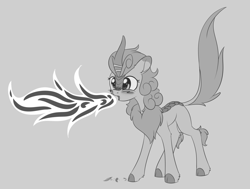 Size: 1984x1496 | Tagged: safe, artist:dusthiel, imported from derpibooru, autumn blaze, kirin, sounds of silence, female, fire, fire breath, fire breathing, food, hot pepper, open mouth, pepper, quadrupedal, solo, spicy