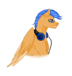 Size: 1024x1078 | Tagged: safe, artist:kimyowolf, imported from derpibooru, oc, oc only, oc:major minor, pegasus, pony, bust, glasses, headphones, portrait, simple background, solo, transparent background