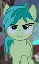 Size: 293x482 | Tagged: safe, imported from derpibooru, screencap, ocellus, sandbar, yona, earth pony, pony, school raze, angry, cropped, male, offscreen character, solo focus, teenager