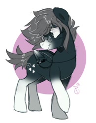 Size: 500x640 | Tagged: safe, artist:pixelyte, imported from derpibooru, oc, oc only, oc:silent wish, pegasus, pony, abstract background, glasses, gradient hooves, solo