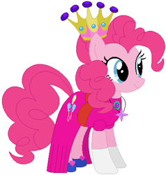 Size: 416x437 | Tagged: safe, artist:selenaede, artist:user15432, imported from derpibooru, pinkie pie, earth pony, pony, base used, clothes, costume, crown, dress, female, gloves, gown, halloween, halloween costume, hasbro, hasbro studios, holiday, jewelry, necklace, princess, princess costume, princess crown, princess pinkie pie, regalia, shoes, simple background, solo, white background