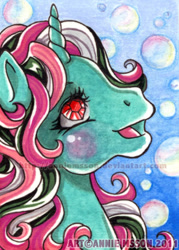 Size: 370x517 | Tagged: safe, artist:anniemsson, imported from derpibooru, fizzy, pony, twinkle eyed pony, unicorn, cute, female, fizzybetes, g1, solo, traditional art