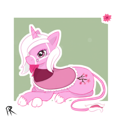 Size: 512x512 | Tagged: safe, artist:pitifulrocks, imported from derpibooru, oc, pony, unicorn, bridle, cherry blossoms, commission, cute, digital, flower, flower blossom, full body, pink, simple background, tack