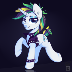 Size: 1280x1280 | Tagged: safe, artist:php97, imported from derpibooru, rarity, pony, unicorn, alternate hairstyle, female, mare, punk, raripunk, smiling, solo