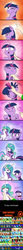 Size: 1654x17635 | Tagged: safe, artist:doublewbrothers, imported from derpibooru, princess celestia, scootaloo, twilight sparkle, oc, alicorn, bat pony, changeling, dragon, earth pony, griffon, human, minotaur, pegasus, pony, seapony (g4), unicorn, bandage, bow, clothes, comic, cute, cutelestia, derp, dialogue, eye contact, female, filly, foal, glasses, hair bow, heterochromia, leonine tail, looking at each other, mare, missing accessory, necktie, offscreen character, patreon, patreon logo, petting, pony simulator, scratching, tail, twiabetes, twilight sparkle (alicorn), we don't normally wear clothes