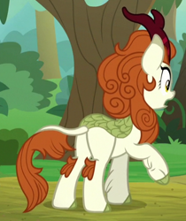 Size: 420x499 | Tagged: safe, imported from derpibooru, screencap, autumn blaze, kirin, sounds of silence, butt, cropped, female, plot, raised hoof, solo