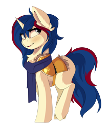 Size: 3840x4512 | Tagged: safe, artist:beardie, imported from derpibooru, oc, oc only, pony, unicorn, armor, clothes, commission, female, looking at you, mare, scarf, simple background, solo, transparent background