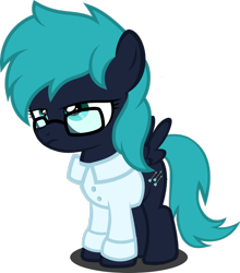 Size: 1280x1455 | Tagged: safe, artist:buckeyescozycafe, artist:fletcherthehuntress, imported from derpibooru, oc, oc only, oc:elan hawkeye, pegasus, pony, clothes, female, filly, glasses, shirt, simple background, solo, transparent background