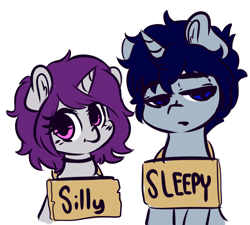 Size: 1280x1151 | Tagged: safe, artist:wickedsilly, imported from derpibooru, oc, oc only, oc:sleepy head, oc:wicked silly, pony, unicorn, choker, cute, female, looking at you, male, mare, oc x oc, shipping, simple background, smiling, stallion, straight, white background, wickedsleepy