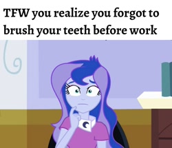 Size: 1080x930 | Tagged: safe, edit, edited screencap, editor:apex soundwave, imported from derpibooru, screencap, princess luna, equestria girls, female, image macro, luna's office, no makeup edit, oops, solo, text, vice principal luna