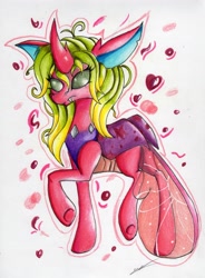 Size: 2447x3325 | Tagged: safe, artist:luxiwind, imported from derpibooru, oc, oc only, oc:ryna, changedling, changeling, female, solo, traditional art