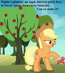 Size: 584x657 | Tagged: safe, edit, edited screencap, imported from derpibooru, screencap, applejack, big macintosh, grannies gone wild, apple, apple tree, applejack's hat, bronybait, cowboy hat, cropped, cute, food, hat, implied pinkie pie, jackabetes, sweet apple acres, tree