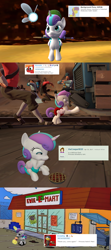 Size: 1920x4320 | Tagged: safe, artist:red4567, imported from derpibooru, princess flurry heart, alicorn, fairy, human, parasprite, pony, comic:princess punny heart 2, 3d, baby, comic, diaper, eating, funny, funny as hell, kazotsky kick, kozachok, kwik-e-mart, navi, pun, russian squat dance, shop, slushie, smoothie, source filmmaker, strawberry tart, supermarket, the legend of zelda, the simpsons