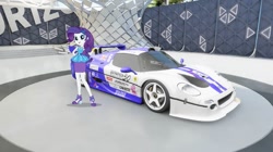 Size: 1079x606 | Tagged: safe, artist:forzaveteranenigma, imported from derpibooru, rarity, fanfic:equestria motorsports, equestria girls, equestria girls series, car, female, ferrari, ferrari f50, ferrari f50 gt, ferrarity, forza horizon 3, looking at you, racecar, solo