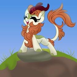 Size: 2000x2000 | Tagged: safe, artist:jen-neigh, imported from derpibooru, autumn blaze, kirin, sounds of silence, awwtumn blaze, cute, female, solo