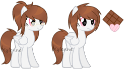 Size: 1022x566 | Tagged: safe, artist:xylenneisnotamazing, imported from derpibooru, oc, oc only, oc:chocolate hearts, pegasus, pony, female, mare, reference sheet, simple background, solo, transparent background