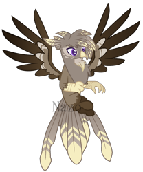 Size: 1296x1560 | Tagged: safe, artist:owl-clockwork, artist:vintage-owll, imported from derpibooru, oc, oc only, oc:hawk, classical hippogriff, hippogriff, hybrid, base used, interspecies offspring, male, obtrusive watermark, offspring, parent:dumbbell, parent:gilda, parents:gildabell, simple background, spread wings, transparent background, watermark, wings