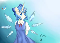 Size: 1200x848 | Tagged: safe, imported from derpibooru, anthro, cirno, crossover, ponified, solo, touhou