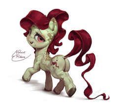 Size: 1080x933 | Tagged: safe, artist:assasinmonkey, imported from derpibooru, oc, oc only, oc:velvet ribbon, earth pony, pony, butt, coat markings, dappled, dock, eyeshadow, female, lidded eyes, looking at you, looking back, makeup, mare, muscles, muscular female, open mouth, plot, raised tail, simple background, smiling, solo, tail, text, white background