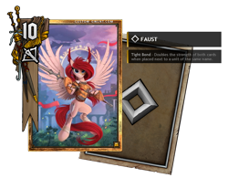 Size: 820x640 | Tagged: safe, artist:pennywise33, artist:yakovlev-vad, edit, imported from derpibooru, oc, pegasus, pony, card game, ccg, magic, pony gwent, spear, spread wings, symbol, the witcher, the witcher 3, trading card, trading card edit, weapon, wings