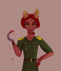 Size: 1844x2141 | Tagged: safe, artist:sarkarozka, imported from derpibooru, oc, oc only, anthro, earth pony, anthro oc, blood, clothes, communism, gray background, looking at you, male, nation ponies, original character do not steal, ponified, red, sickle, simple background, sketch, solo, soviet, soviet union, stallion, uniform