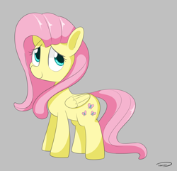 Size: 3396x3271 | Tagged: safe, artist:taurson, imported from derpibooru, fluttershy, pegasus, pony, cute, female, gray background, mare, simple background, smiling, solo