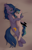 Size: 1645x2593 | Tagged: safe, artist:lionbun, artist:littledreamycat, imported from derpibooru, oc, oc only, oc:jewel blue, oc:shadow blue, earth pony, pegasus, pony, bed, cuddling, cute, cutie mark, eye contact, female, filly, fluffy, green eyes, high res, looking at each other, mare, mother and daughter, parent:oc:looic, parent:oc:shadow blue, parents:shadooic, shadooic, solo, spread wings, surprised, wings