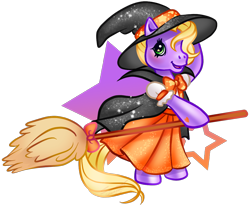 Size: 1140x948 | Tagged: safe, artist:conphettey, imported from derpibooru, abra-ca-dabra, pony, clothes, costume, cute, female, g3, halloween, holiday, i can't believe it's not hasbro studios, lyn fletcher style, simple background, solo, transparent background, witch