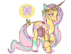 Size: 640x480 | Tagged: safe, artist:conphettey, imported from derpibooru, fluttershy, pony, unicorn, leak, spoiler:g5, cloven hooves, colored hooves, female, fluttershy (g5 concept leak), fluttershy (g5), g5, g5 concept leak style, g5 concept leaks, leonine tail, mare, redesign, simple background, solo, unicorn fluttershy, white background