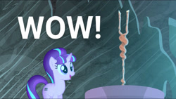 Size: 1440x812 | Tagged: safe, edit, edited screencap, imported from derpibooru, screencap, starlight glimmer, pony, the cutie re-mark, equal cutie mark, female, meme, s5 starlight, solo, staff, staff of sameness, wow! glimmer