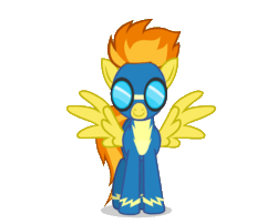 Size: 1192x963 | Tagged: safe, artist:raindashesp, imported from derpibooru, spitfire, pegasus, pony, animated, clothes, female, gif, show accurate, simple background, solo, transparent background, turnaround, uniform, wonderbolts, wonderbolts uniform, you spin me right round