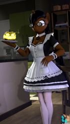 Size: 1080x1920 | Tagged: safe, artist:kasjer19, imported from derpibooru, oc, oc:sonya, anthro, 3d, clothes, halloween, holiday, jack-o-lantern, maid, pumpkin, source filmmaker