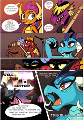 Size: 1113x1600 | Tagged: safe, artist:klondike, imported from derpibooru, clump, fume, garble, princess ember, smolder, spear (dragon), dragon, comic, dragoness, female, guitar, male, microphone, rockband, singing, spear (g4), that dragon sure does love guitars