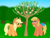 Size: 1500x1151 | Tagged: safe, artist:phallen1, derpibooru exclusive, imported from derpibooru, applejack, applejack (g1), earth pony, pony, 35th anniversary, apple blossom, apple tree, bow, duo, duo female, female, freckles, generational ponidox, orchard, tail bow, tree