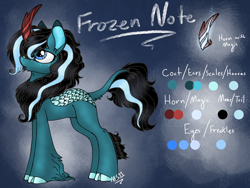 Size: 2048x1536 | Tagged: safe, artist:melonseed11, imported from derpibooru, oc, oc only, oc:frozen note, kirin, female, reference sheet, solo